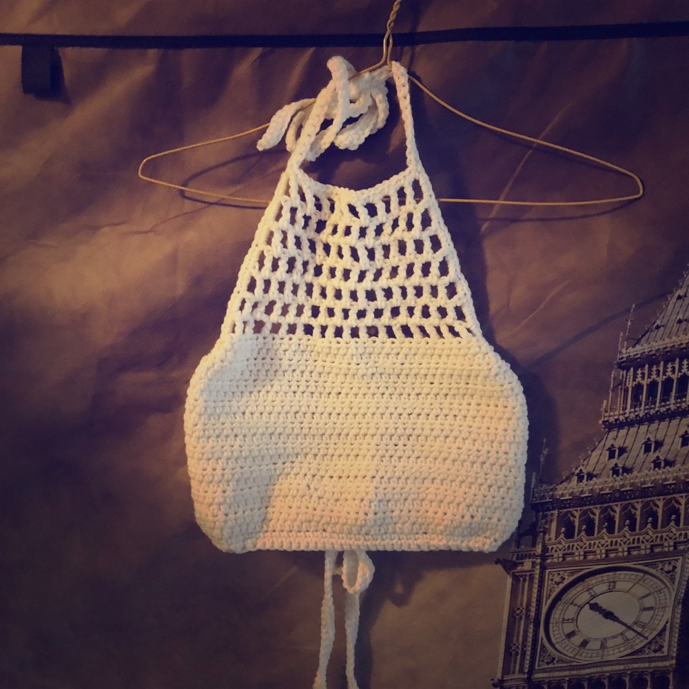 White small hand made crop top